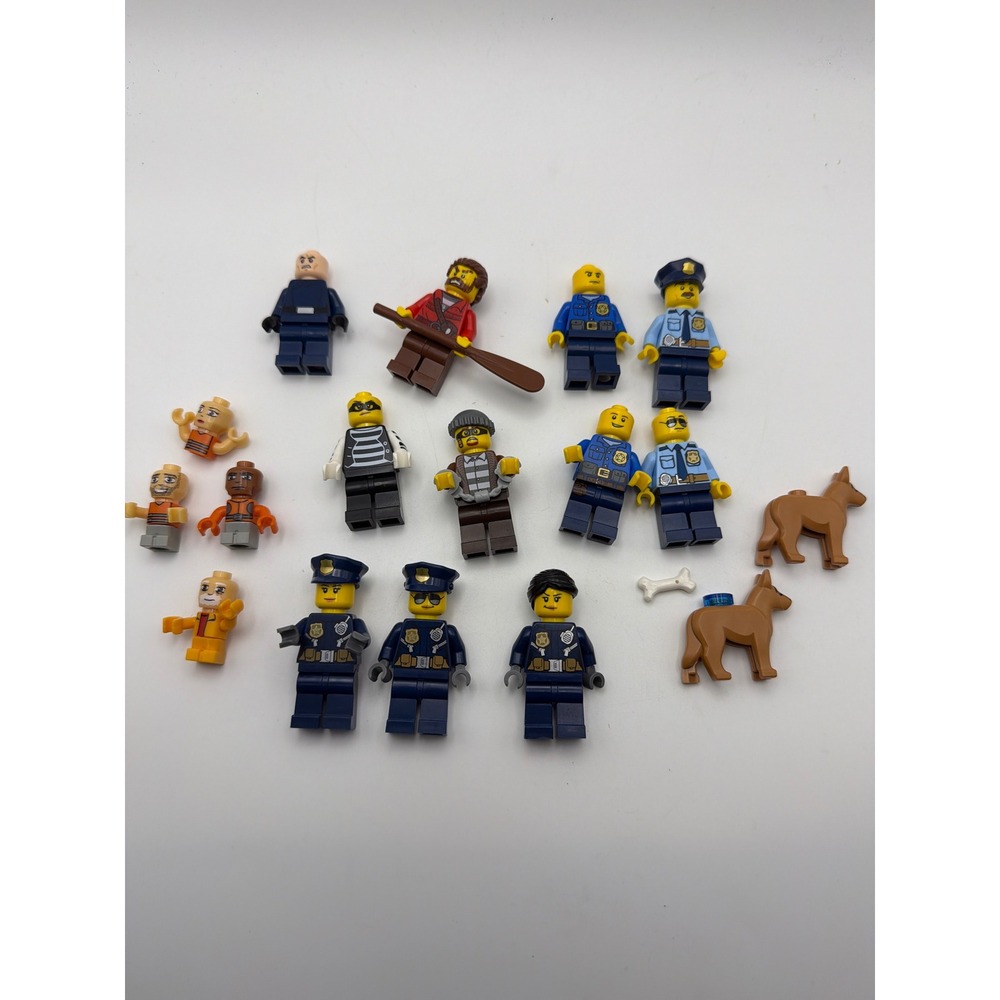 Lego City Police and Crooks Minifigure Lot Officers Prisoners Dogs Accessories